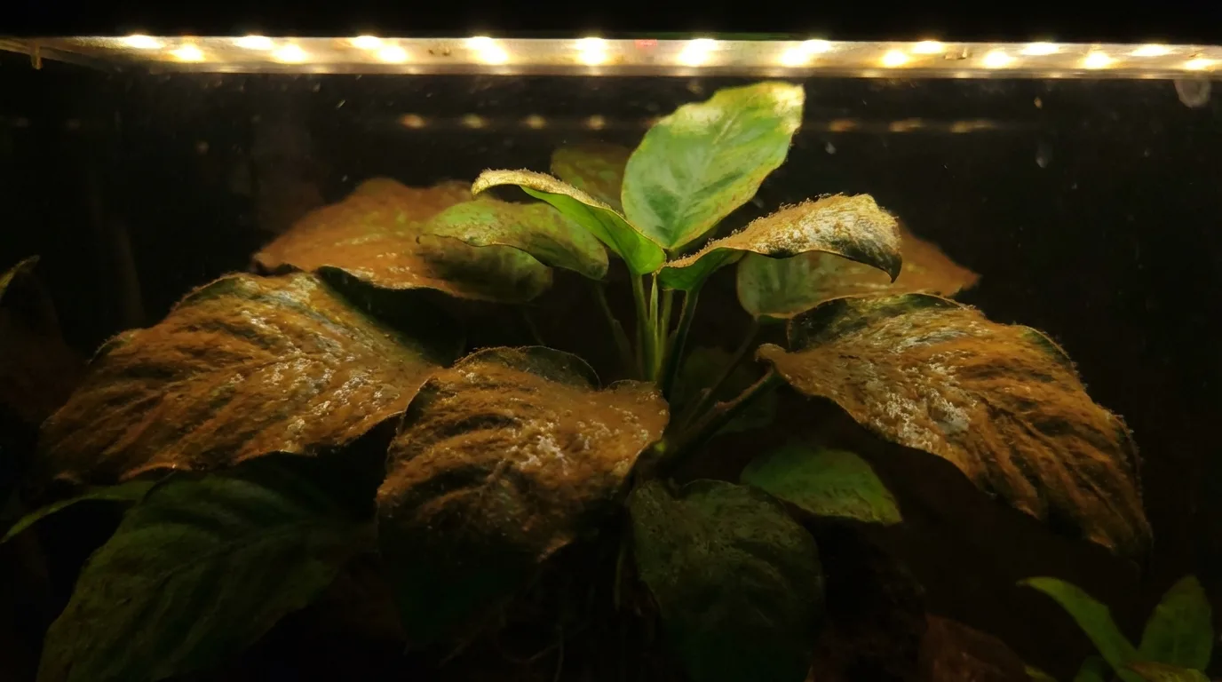 Como evitar algas marrons em anubias no aquario plantado
